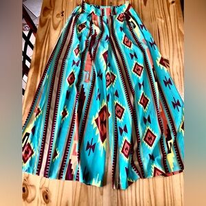 Women's  My Story  Aztec Palazzo Wide Leg Causal Summer  Pants Size M New